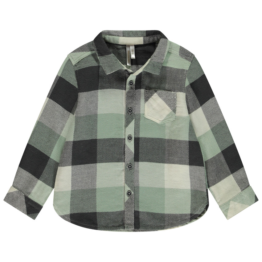 Chemise manches longues à carreaux avec poche pour garçon