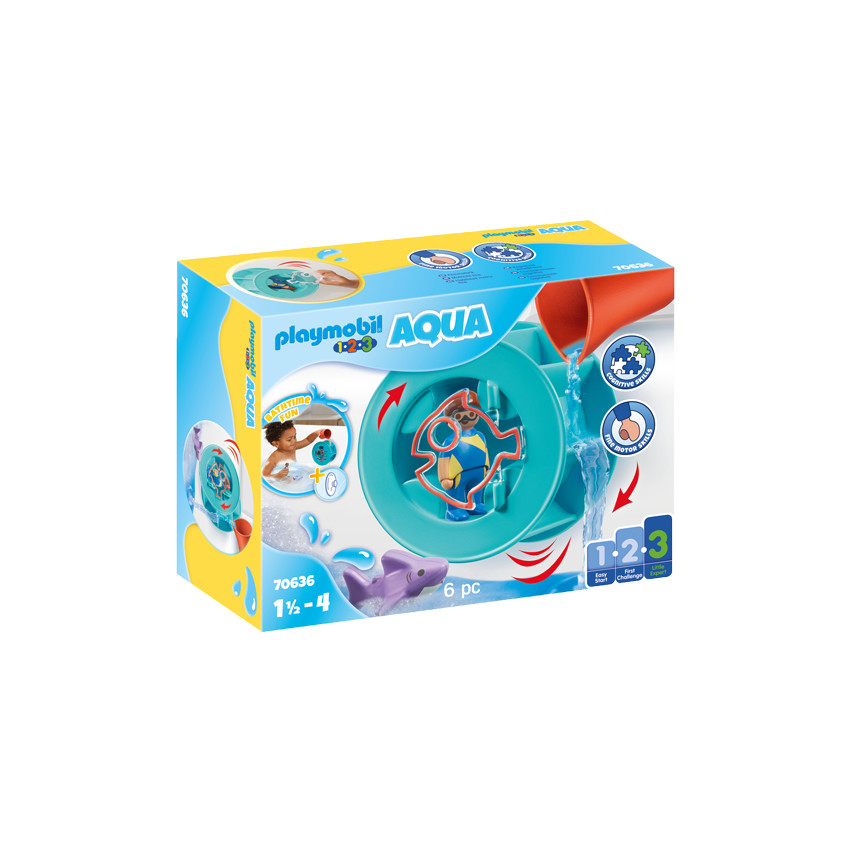 Roue aquatique avec plongeur et bébé requin Main Roue aquatique avec plongeur et bébé requin