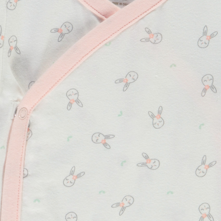 Set dors-bien en velours + body + bavoir imprimé lapins pour bébé fille 