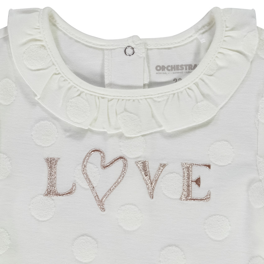 T-shirt manches longues en jersey avec pois en éponge pour bébé fille 
