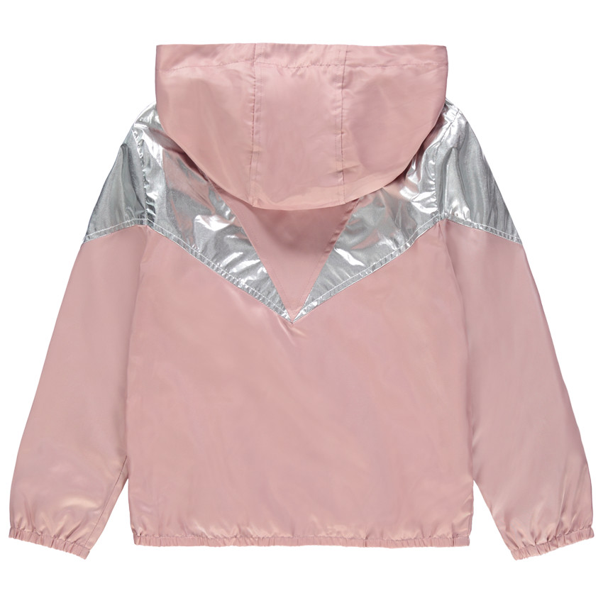 Coupe-vent rose/argenté à capuche doublé mesh 