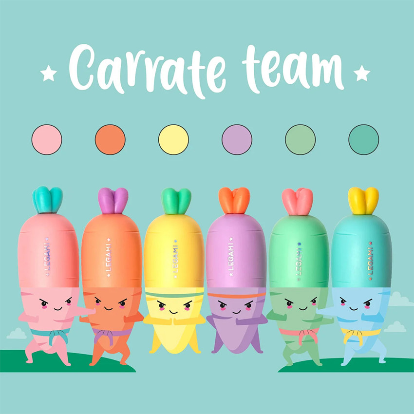 Set de 6 mini surligneurs pastel Caratte Team 