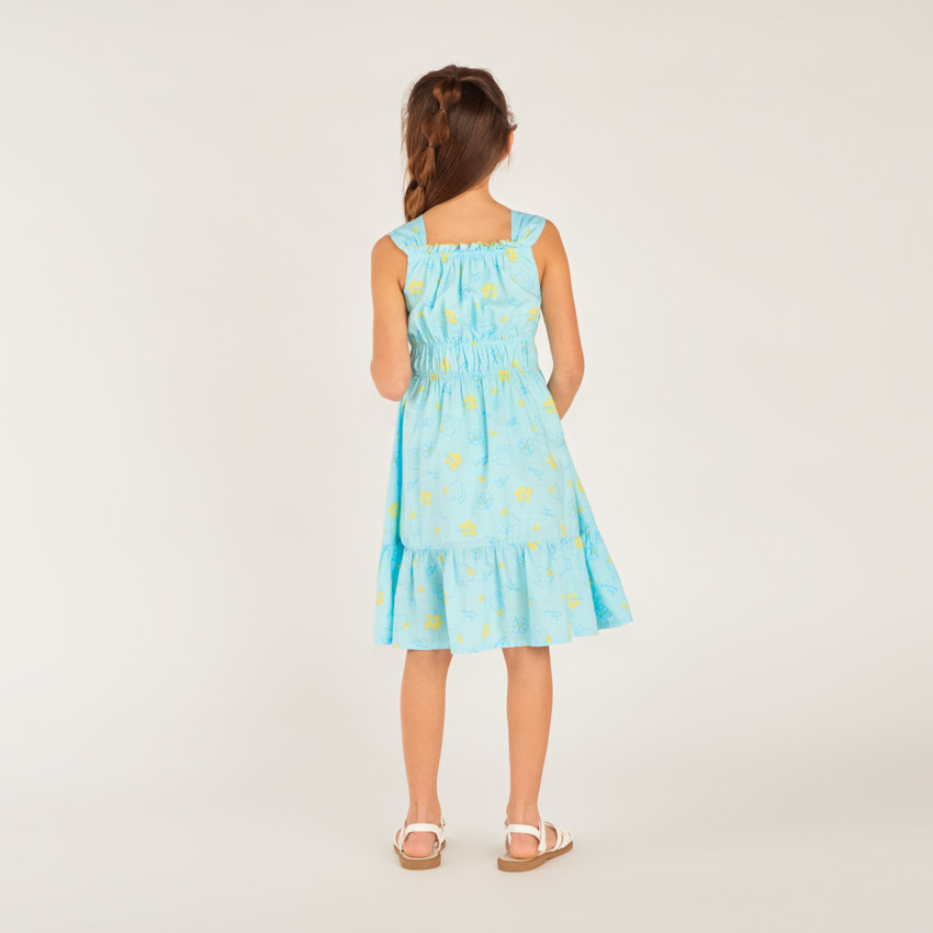 Robe à bretelles en toile imprimé fantaisie coquillages pour fille 