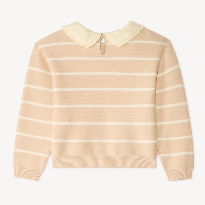 Pull fille style marinière avec col Claudine 