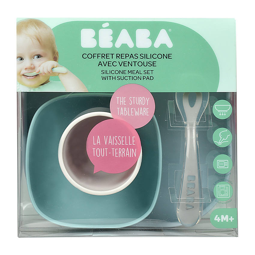 Assiette silicone ventouse light blue BEABA, Vente en ligne de Accessoires  repas bébé