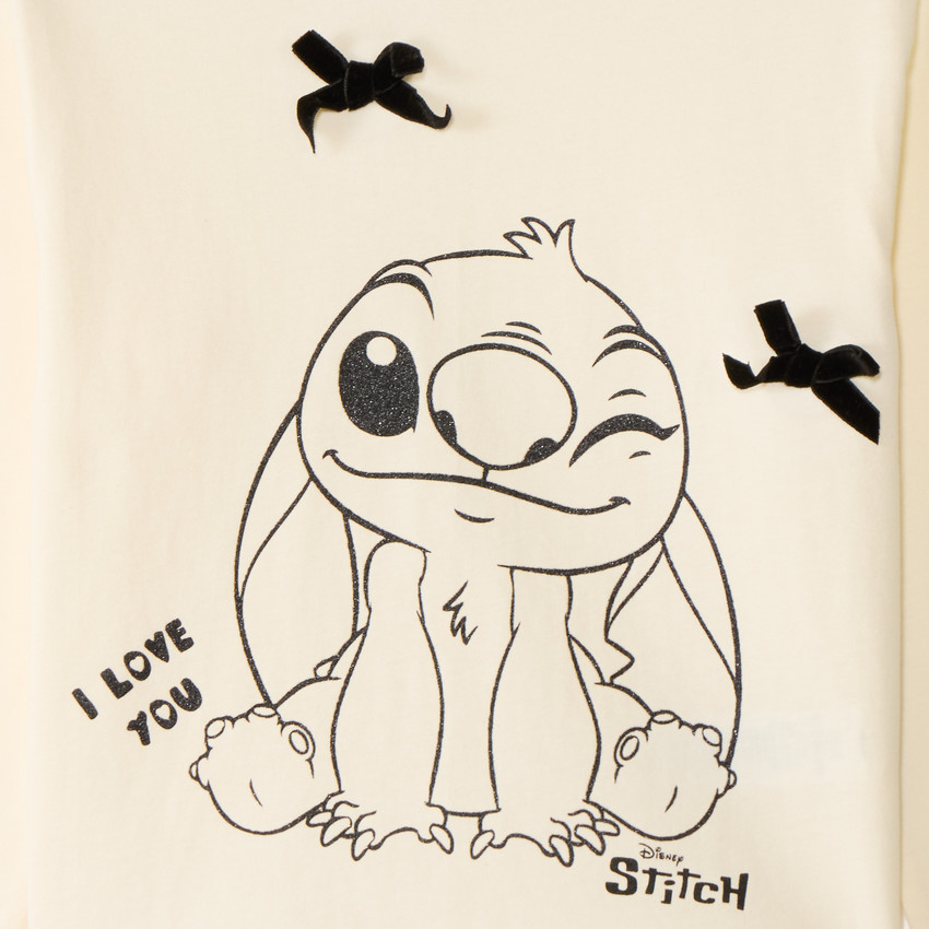 T-shirt fille manches longues print Stitch Disney 