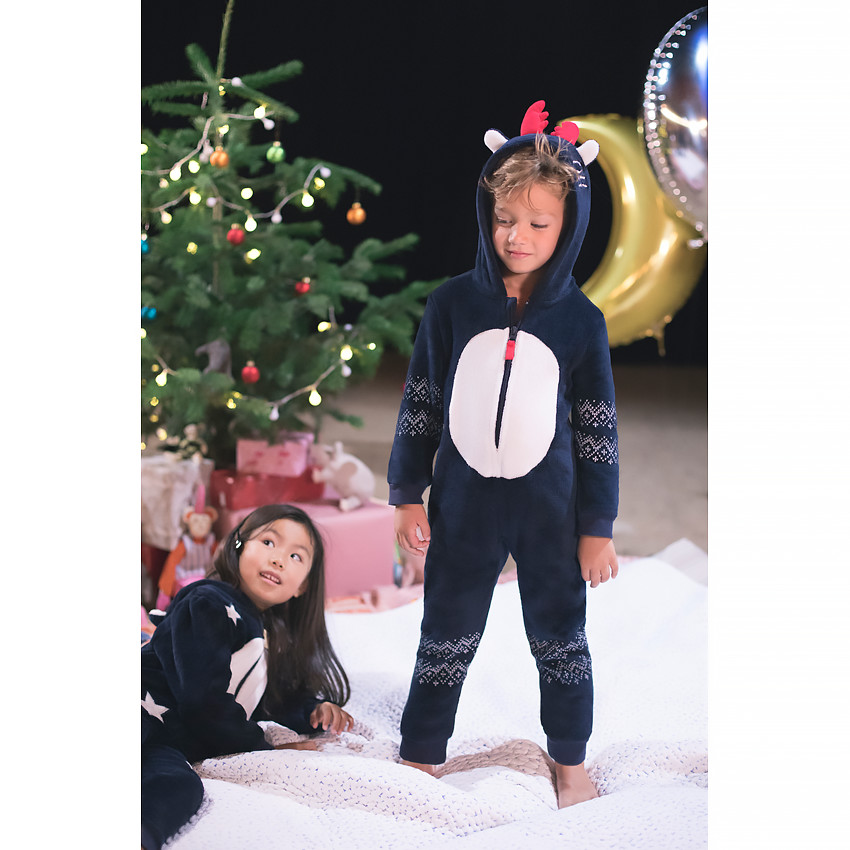Surpyjama renne en sherpa avec frises esprit Noël 