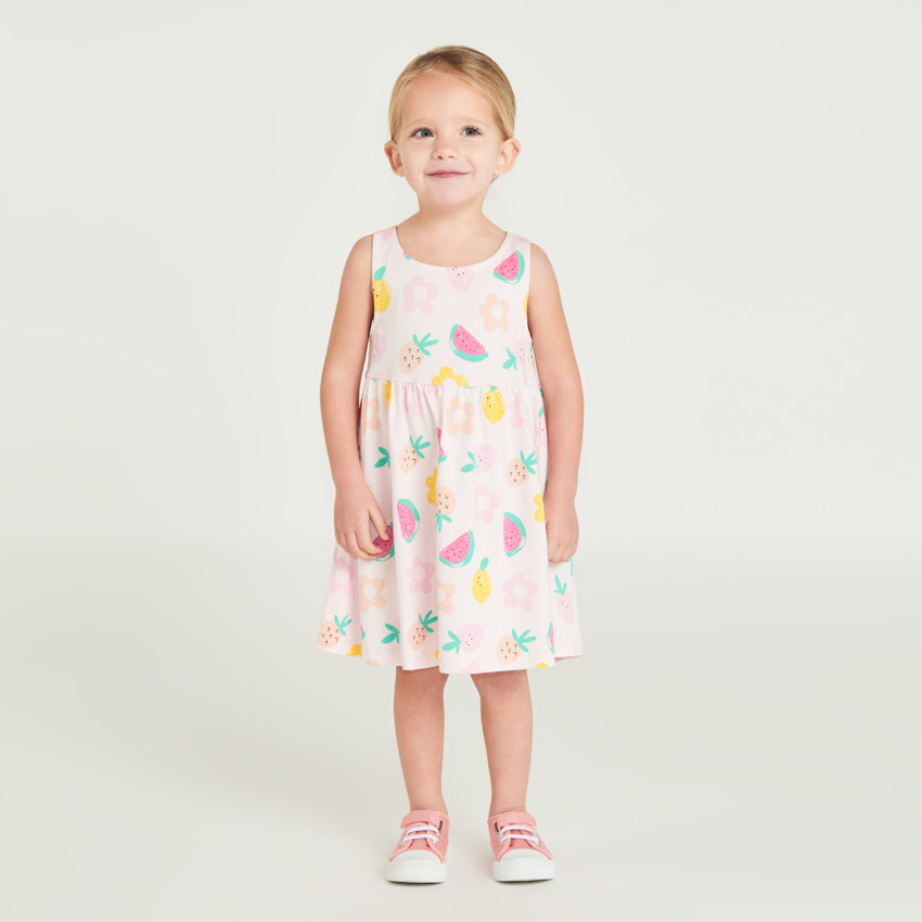 Robe en sans manches imprimé fantaisie pour bébé fille