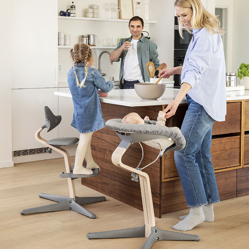 Chaise haute évolutive Nomi naturel/gris 