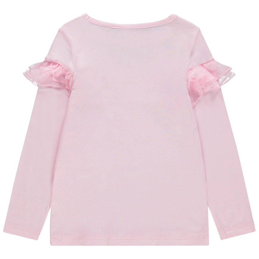 T-shirt manches longues en jersey avec volants en tulle et masque sequins 