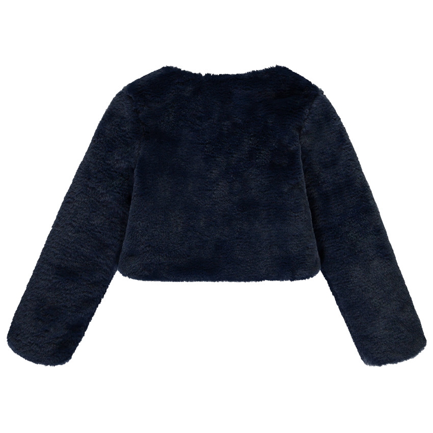 Gilet esprit boléro en fausse fourrure à nœud pour fille 
