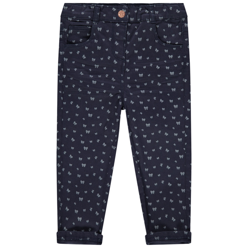 Pantalon en twill imprimé all-over effet crinkle 