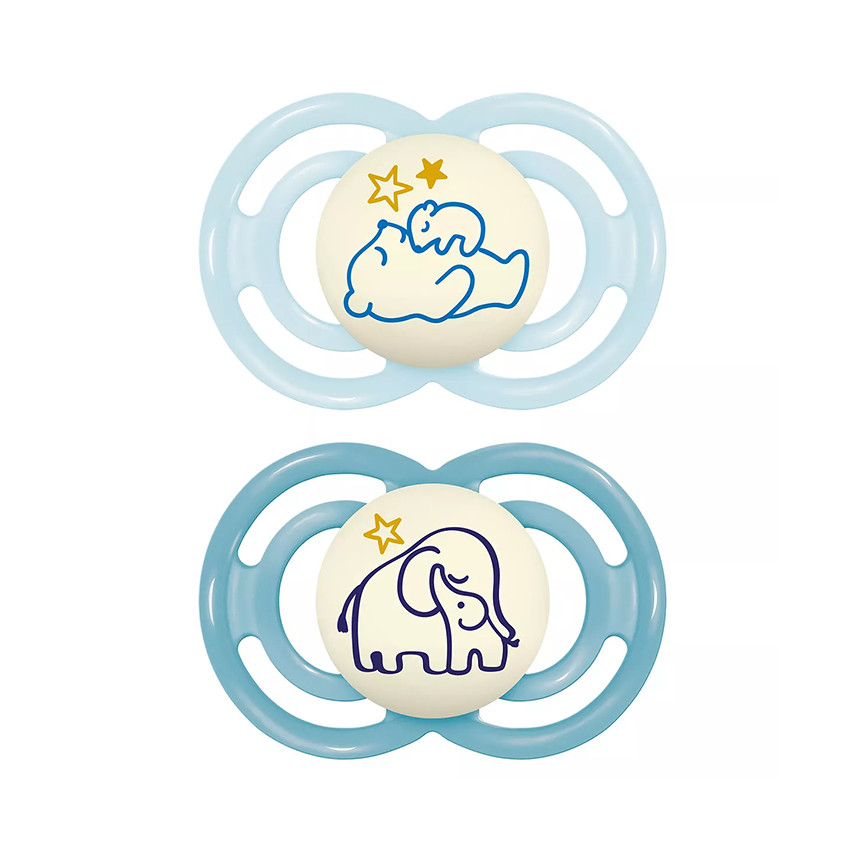 Lot de 2 sucettes silicone Perfect Nuit 18M+ animaux (modèle aléatoire) 