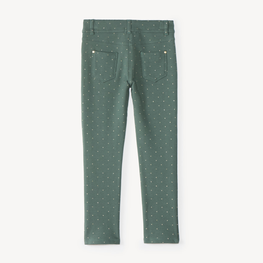 Pantalon fille skinny en molleton à pois dorés 