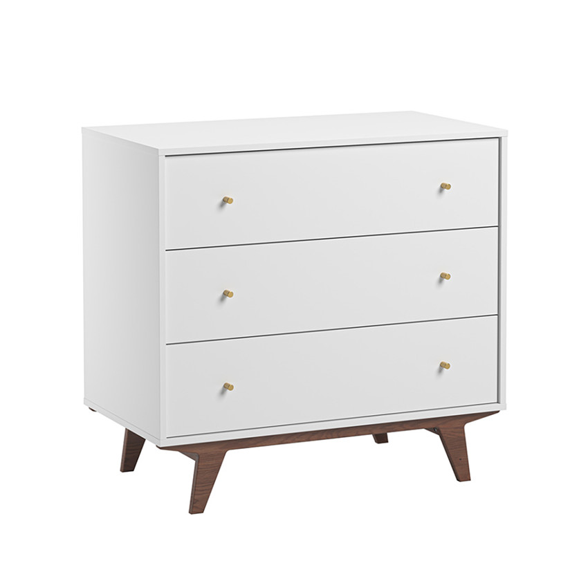 Commode à 3 tiroirs Mid II blanc/noix 