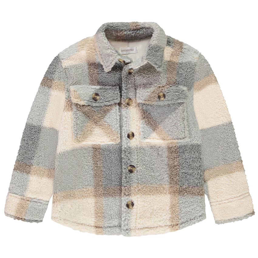 Veste esprit surchemise à carreaux en sherpa pour garçon 