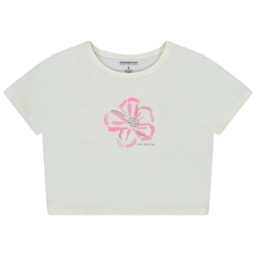 T-shirt manches courtes print fantaisie avec relief pour fille 