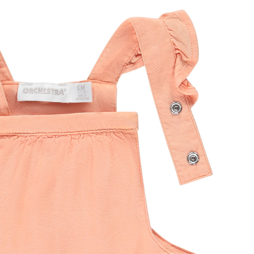 Ensemble salopette uni + t-shirt imprimé fantaisie pour bébé fille 