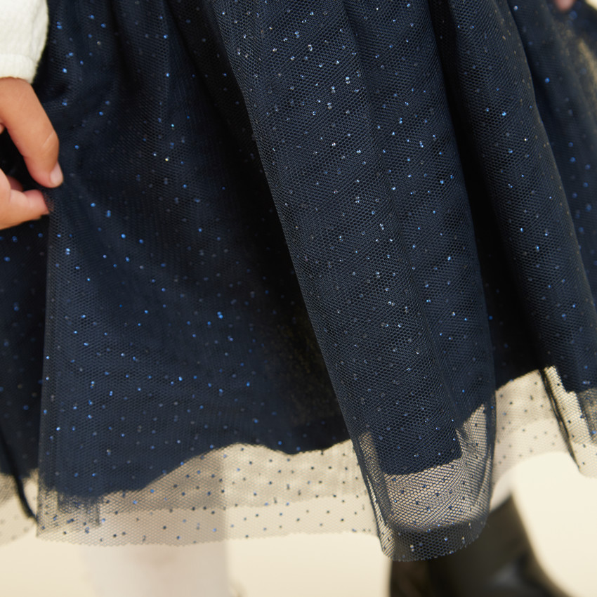 Robe effet 2 en 1 en tulle pailleté motif cerf pour bébé fille 