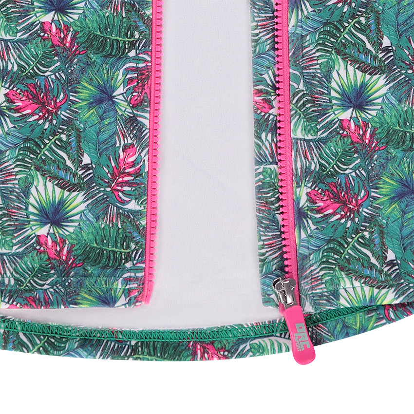 Gilet zippé en interlock double face imprimé tropical  