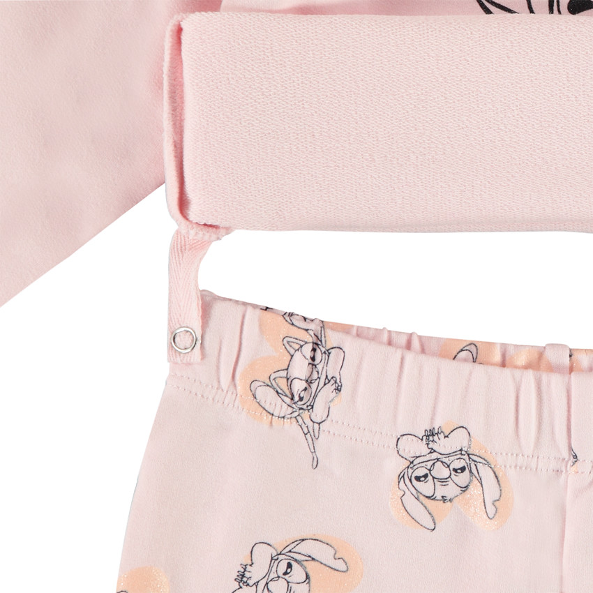Pyjama 2 pièces en molleton Stitch Disney pour bébé fille avec finitions différentes selon l'âge 