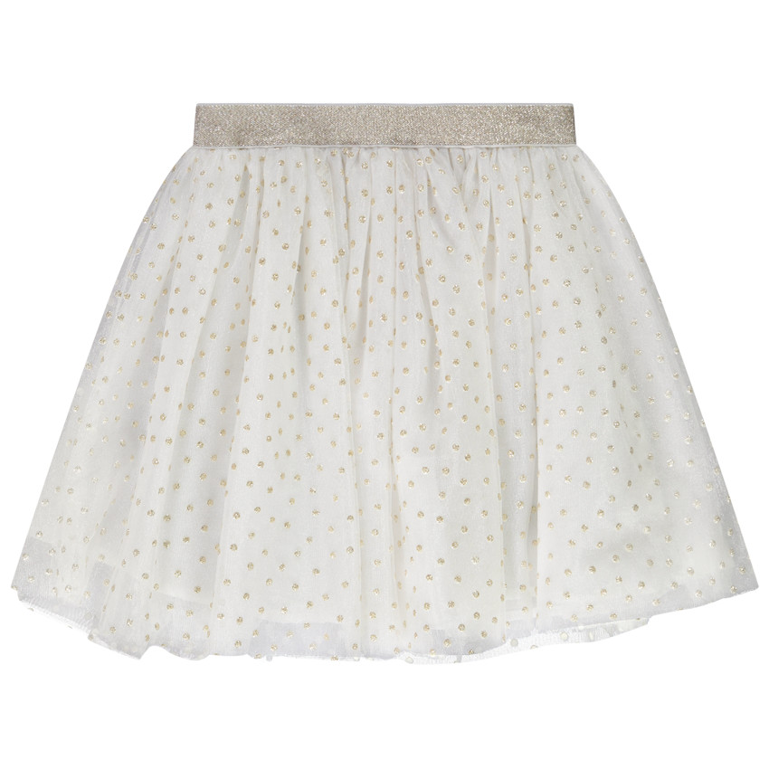 Jupe de cérémonie en tulle imprimé pois pour fille
