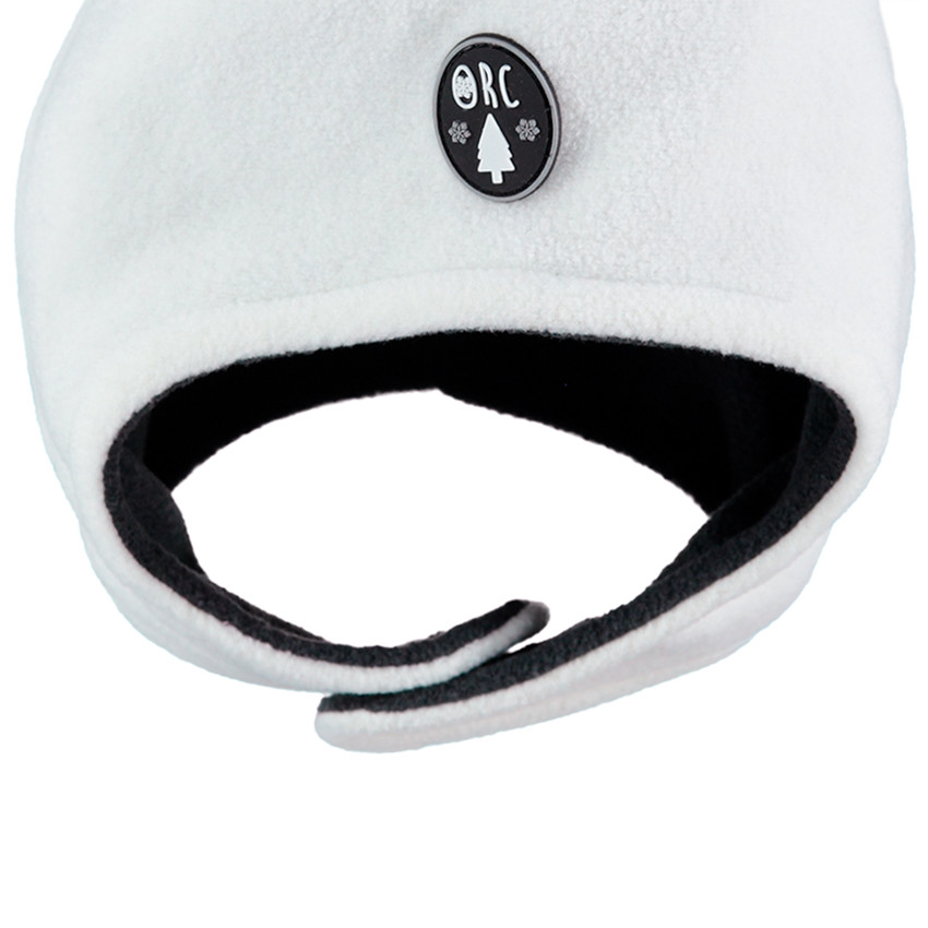 Bonnet péruvien en micropolaire avec pompon et badge 