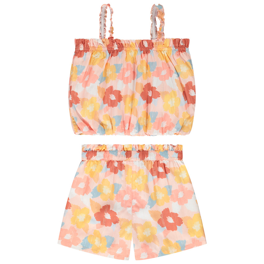 Ensemble 2 pièces imprimé fleurs retro pour fille 