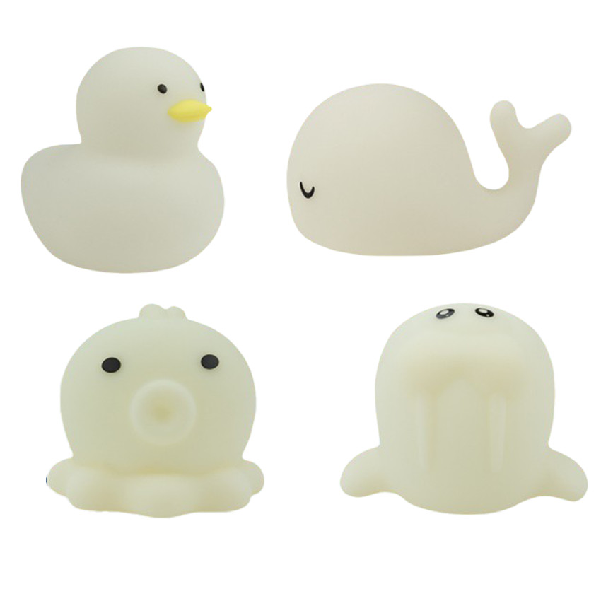 Set de 4 jouets de bain lumineux en silicone Animaux marins