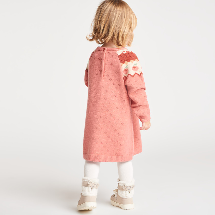 Robe en tricot bébé fille motif fleurs 