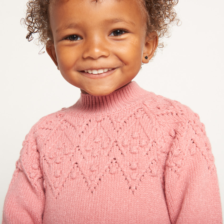 Robe manches longues en tricot uni pour bébé fille 