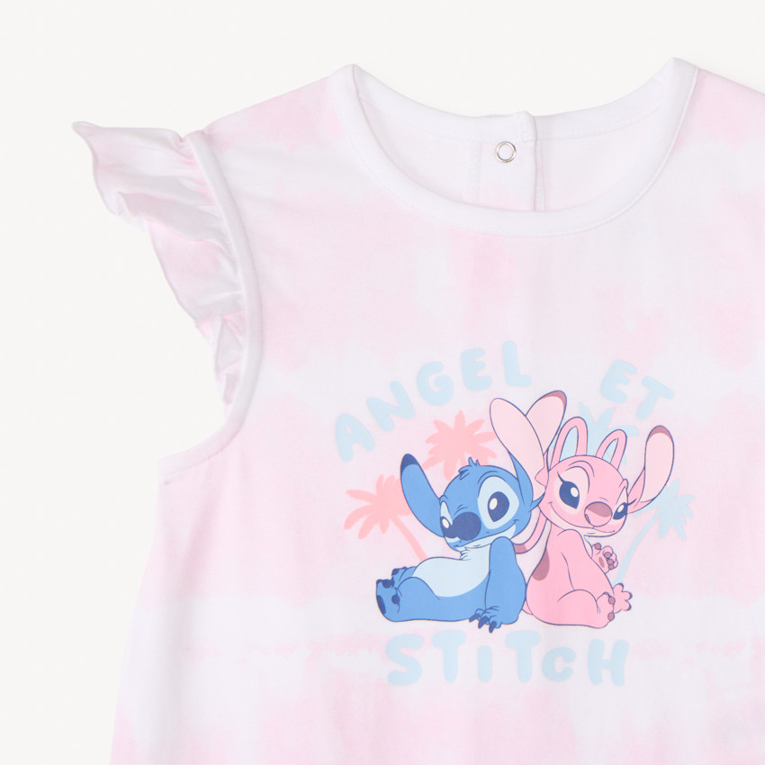 Lot de 2 combinaisons courtes Stitch & Angel Disney pour bébé fille  