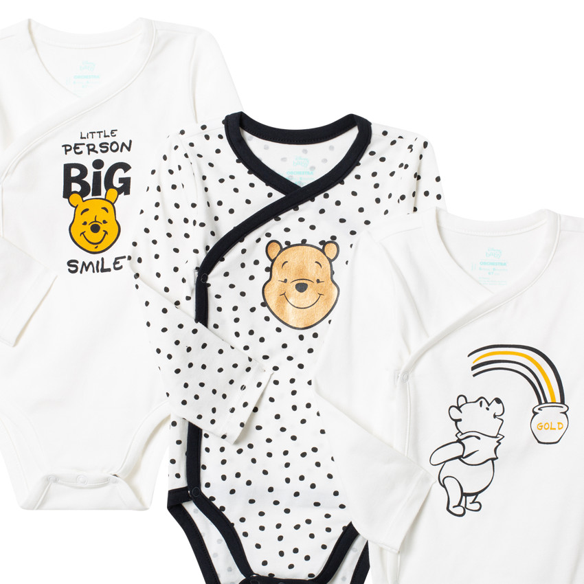 Lot de 3 bodies manches longues print Winnie l'ourson Disney 