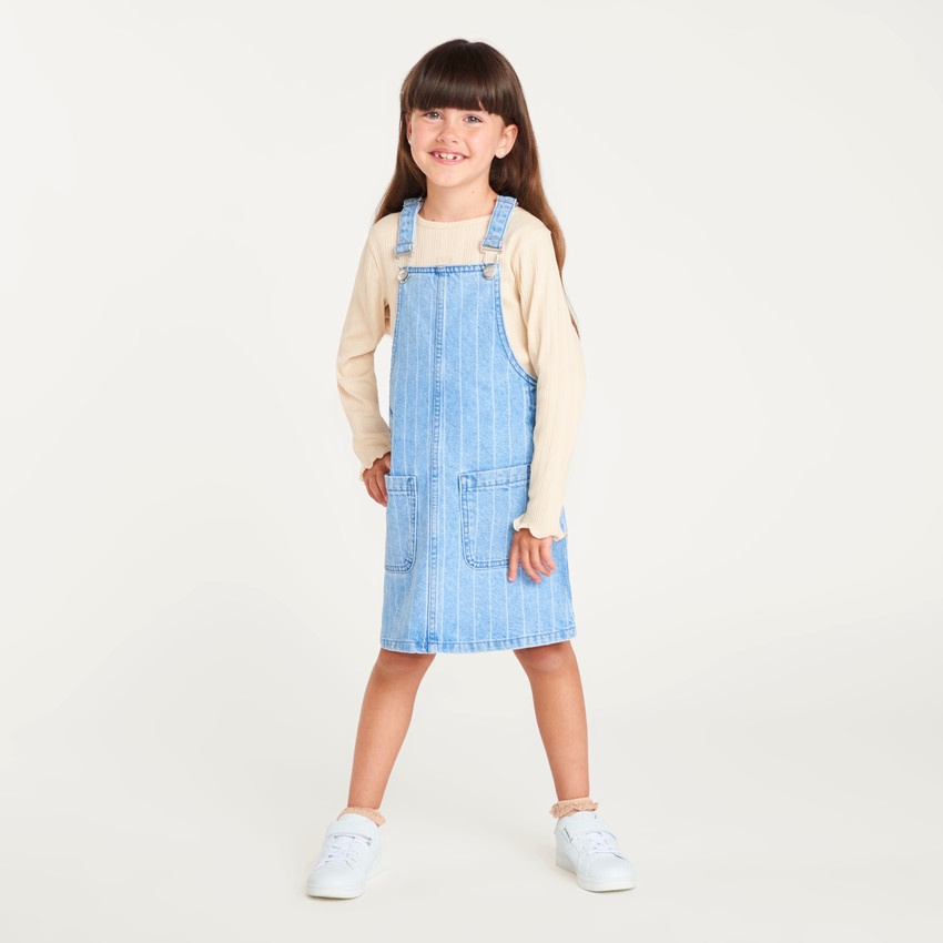 Robe salopette fille en denim 