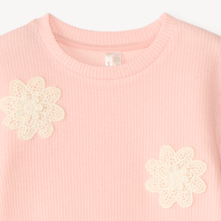 Ensemble de jogging oversize avec fleurs en crochet pour bébé fille 