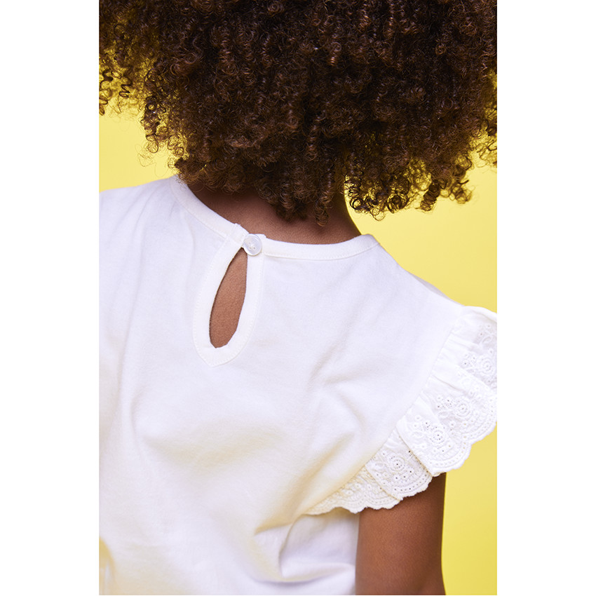 T-shirt manches courtes volantées en jersey avec print glitter pour bébé fille 