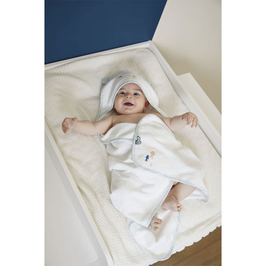 Coffret de bain - cape de bain bambou + brosse Blanc 