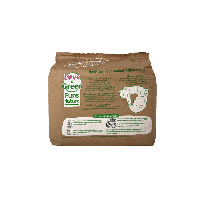 Lot de 42 couches hypoallergéniques Pure Nature - Taille 3 