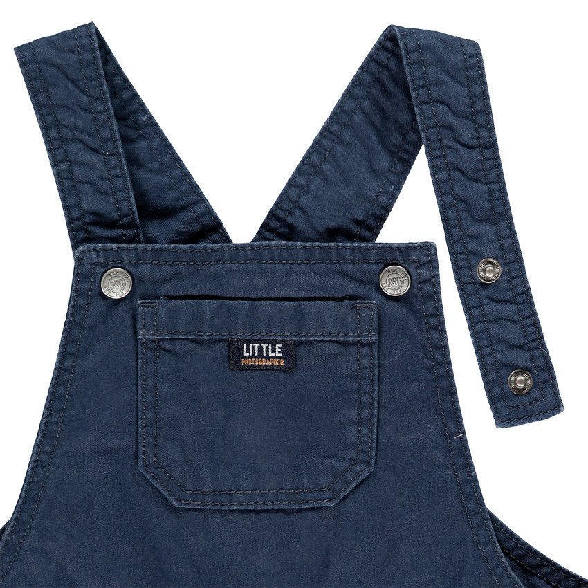 Salopette courte unie en toile pour bébé garçon 