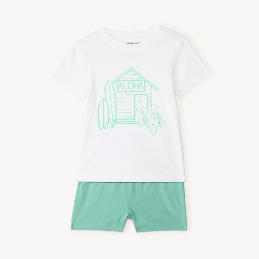 Ensemble 2 pièces t-shirt manches courtes + short fantaisie pour bébé garçon 