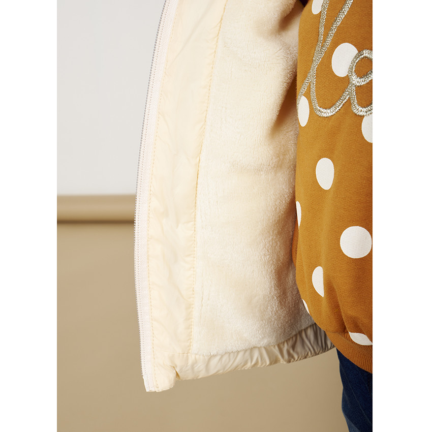 Veste bi-matière en toile et sherpa pour bébé fille 