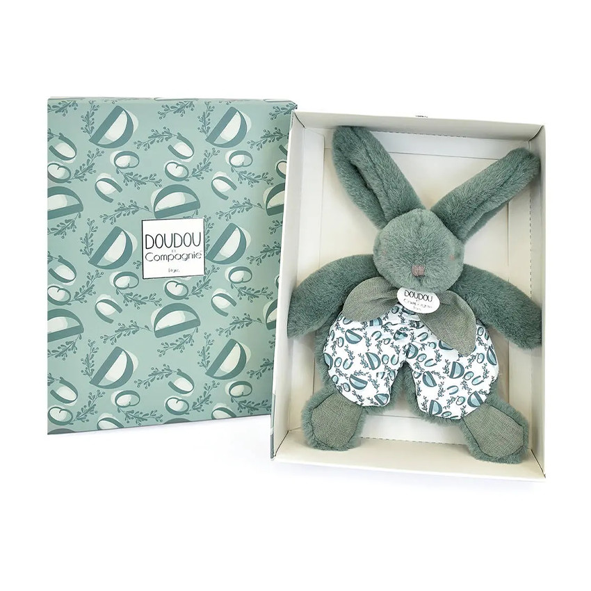 Doudou plat Lapin 18 cm vert sauge 