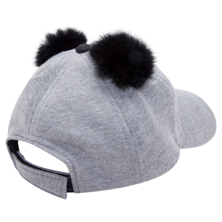 Casquette en jersey avec pompons et fleurs brodées 