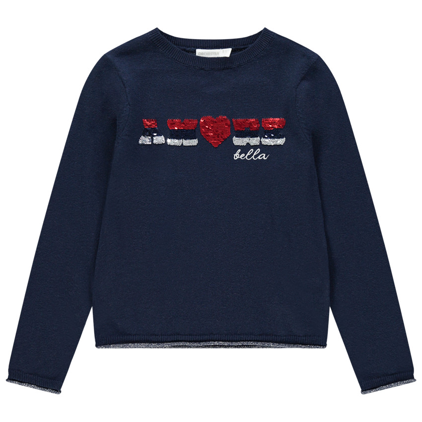 Pull en tricot à message en sequins magiques 