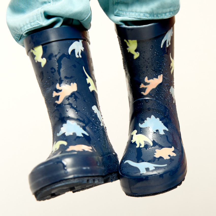Bottes de pluie à couleur changeante imprimé dinos pour garçon 