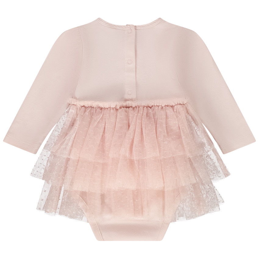 Robe body effet 2 en 1 avec tulle plumetis pour bébé fille 