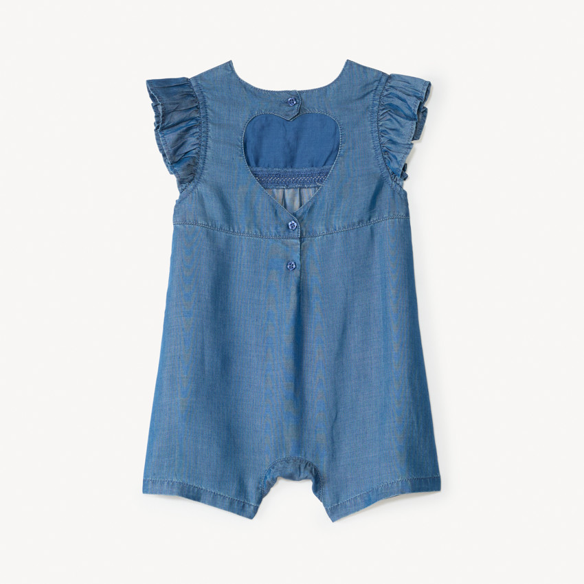 Combinaison courte + charlotte en tencel brodée de fleurs pour bébé fille  