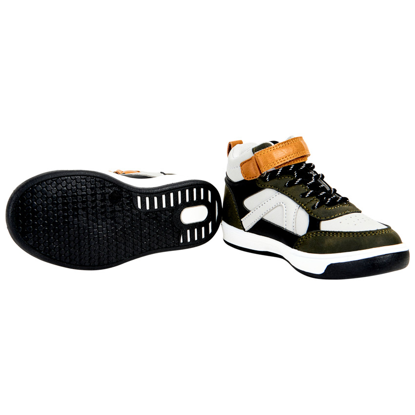 Baskets montantes à empiècements colorés avec velcros pour garçon 