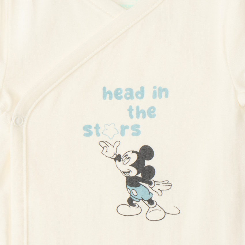 Lot de 3 bodies manches courtes Mickey Disney pour bébé garçon (ouvertures différentes selon l'âge) 
