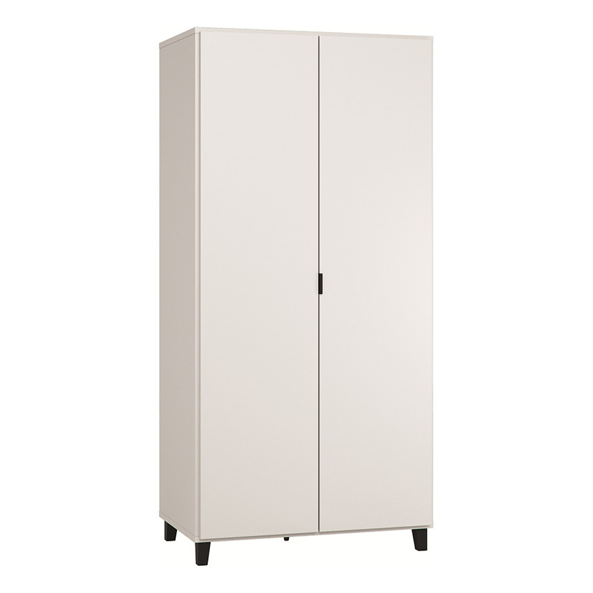 Armoire Simple 2 portes - Blanc / Noir 